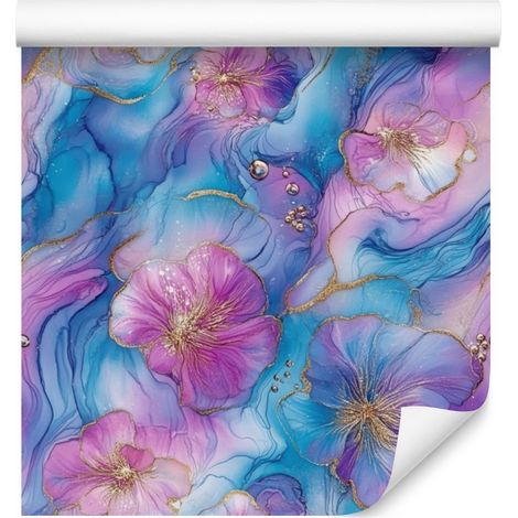 Papel pintado azul tinta, violeta, morado y azul celeste 50x1000 cm (1/5)