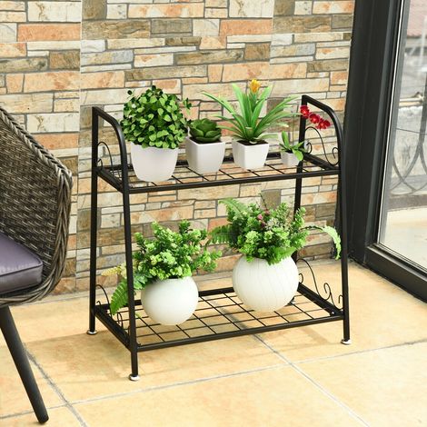 2-tier Patio Metal Plant Stand (1/5)