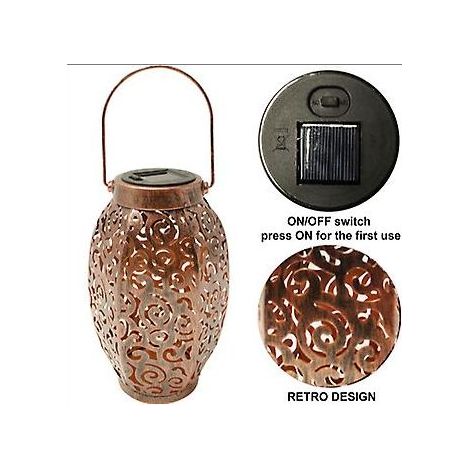Lanterne solaire d'extérieur LED en métal étanche, lampe suspendue décorative (ovale)