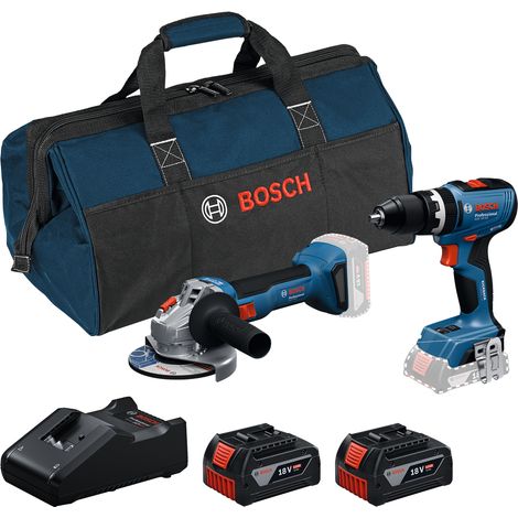 Kit Bosch Professional 18V 0615A5008Z GSB+GWS con 2 batterie 4.0Ah e caricatore