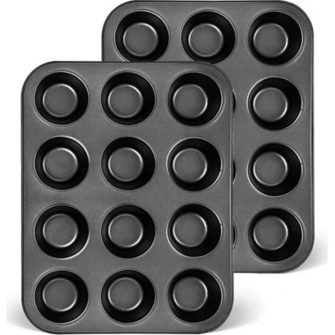 Moule à Muffins - Noname - 12 Cupcakes - Acier au Carbone - Antiadhésif - Facile à Nettoyer (1/4)