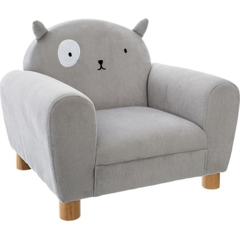 Fauteuil oreilles chat coloris Gris - L. 52 x l. 44 x H. 43 cm -PEGANE-