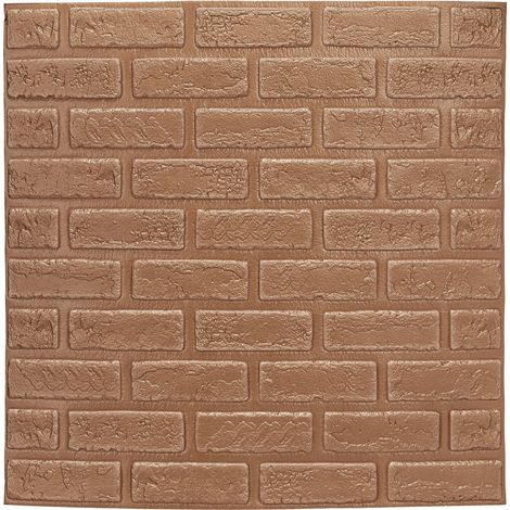 Set di 10 pannelli da parete decorativi effetto mattone rustico 70 x 70 x 0,5 cm in schiuma beige 130011137