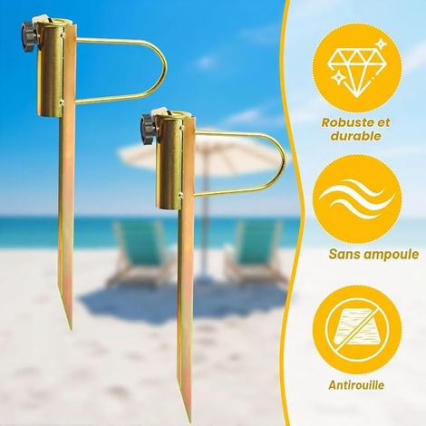 Metal Parasol Stand Handle Haken Ground Socket Holder Garden Umbrella Pole Supports Diameter 22-32 cm Anchor Ground Parasols Land Sand (1/4)
