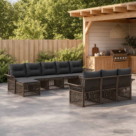 Set Divano da Giardino 10 pcs Grigio polyrattan vidaXL (1/5)