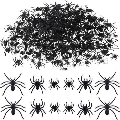 120 araignées décoratives en plastique, araignées effrayantes, envoi aléatoire pour Halloween, décorations murales pour fêtes (1/4)