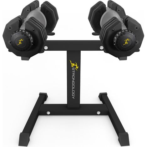 Strongology Urban25 Grey Adjustable Dumbbell Pair with Free Durable Steel Adjustable Urban25 Dumbbell Floor Stand (1/4)