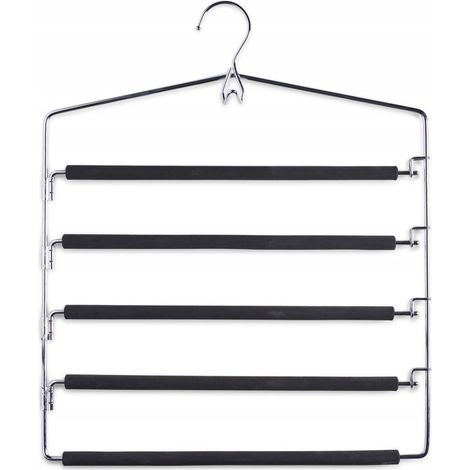 Zeller Colgador de pantalones negro diseño elegante 5 ganchos
