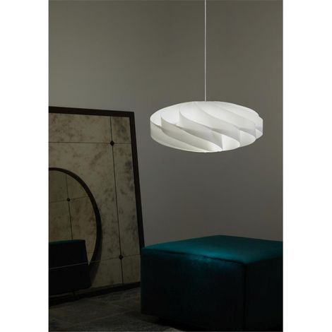 FLAT Pendelleuchte einflammig Weiß Durchmesser 50x H22 cm (1/4)