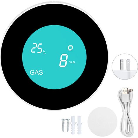 Détecteur de fuite de gaz combustible intelligent WiFi avec écran LCD, alarme compatible Tuya, prise US 100-240V (1/5)