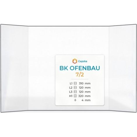 Vitre Bk Ofenbau 45329 - Verre Prismatique pour poêle à bois - (120 + 310 + 120) x 320 mm (L2+L1+L3 x H1) - 4 mm (1/5)