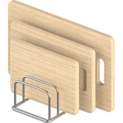 Support de planche à découper, support de planche à découper en acier inoxydable 304, support de couvercle de casserole, étagère de cuisine, ustensiles de cuisson, organisateur de feuilles à (1/5)
