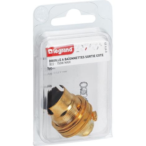 Douille B22 Acier Laitonné Avec Passage Fil Raccord ø 10 Mm Double Bague (1/3)