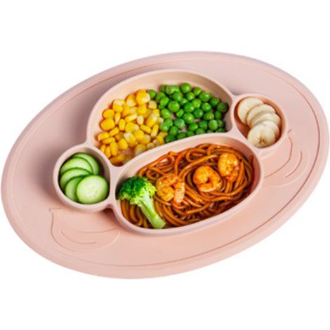 Assiette Compartimentée - Silicone Alimentaire Sans BPA - Ventouse Antidérapante - Compatible Lave-Vaisselle Four Micro-Ondes - Pour Chaise Haute - 1 Pièce (1/5)