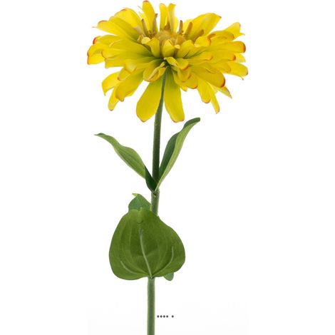 Fleur Zinnia artificielle H 58 cm tête D 12 cm Ultra-réaliste Jaune - couleur: Jaune