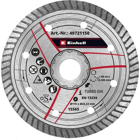 Original Einhell DIA-Trennscheibe dünn 115 x 1,4 mm (Winkelschleifer-Zubehör, Ø 115 x 1,4 mm, M14-Bohrung, max. 13.300 min-1, extra dünn für wenig Materialverlust) (1/2)