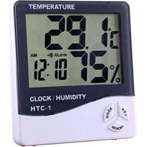Hygromètre et thermomètre numérique pour intérieur et extérieur, station météorologique électronique avec écran LCD. Design blanc, mesure précise de l'humidité et de la température.