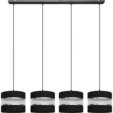 Helam HELEN Plafonnier Suspendu Straight Bar Noir, Argent 100cm