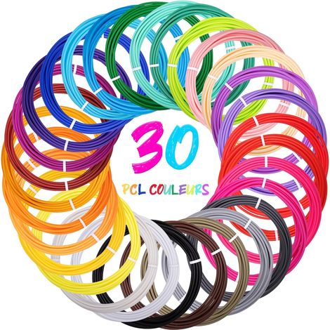 Filamento PLA de 1,75 mm para bolígrafos 3D: recarga multicolor para impresión 3D, ecológico, no tóxico, compatible con temperaturas de hasta 160-200 °C.