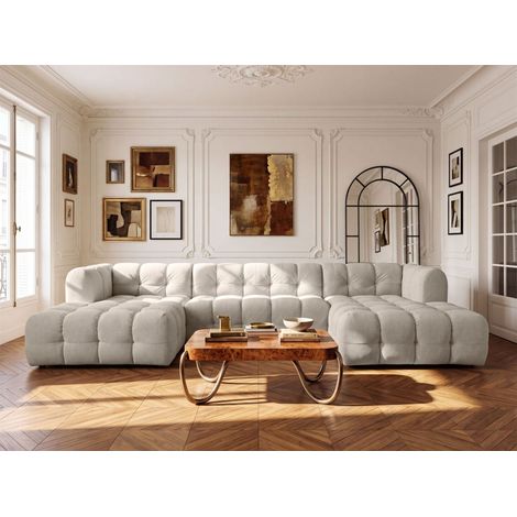 Wohnlandschaft Sofa U-Form SOLVIE in Stoff Moly Creme (1/4)