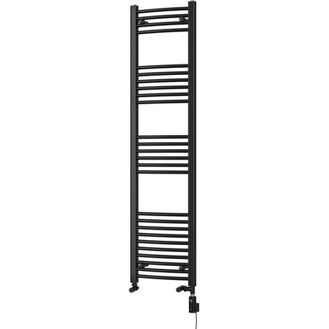 Zennor - Black Dual Fuel Towel Rail H1600mm x W400mm Thermostatic WIFI - Curved (1/3)