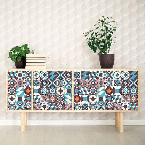 Stickers adhésif décoration Meuble - 60 STICKERS CARREAUX DE CIMENT MEUBLE AUTHENTIQUES ANTONIA - 60stickers10x10cm (1/5)