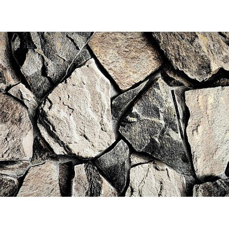 Carta da parati vinilica su tessuto non tessuto, effetto pietra, marrone, 3D, 10 m