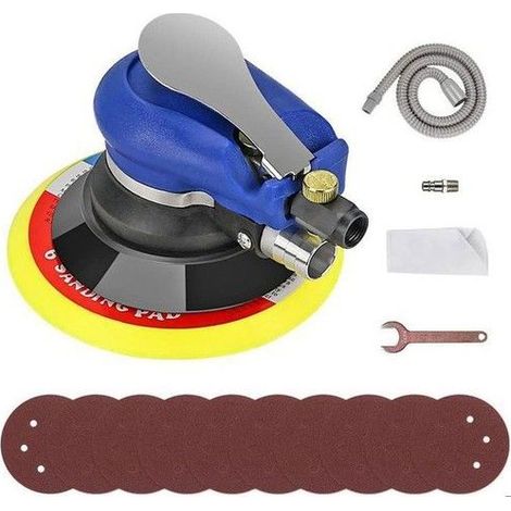 Ponceuse Excentrique 150mm - Ponceuse Pneumatique - Ponceuse Carrosserie Voiture - Bleu, 10,000 Orb/min - pour le polissage,ponçage (1/5)
