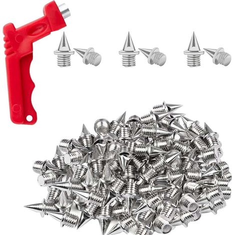 Pointes 6mm avec clé à pointes,50 pointes en acier robuste, pointes de rechange pyramidales,pointes de rechange athlétiques pour chaussures de track, saut en longueur, course à pied,randonnée (1/5)