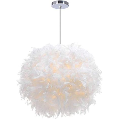 Lámpara de techo decorativa con plumas blancas - Lámpara colgante romántica Ø 30 cm (1/5)