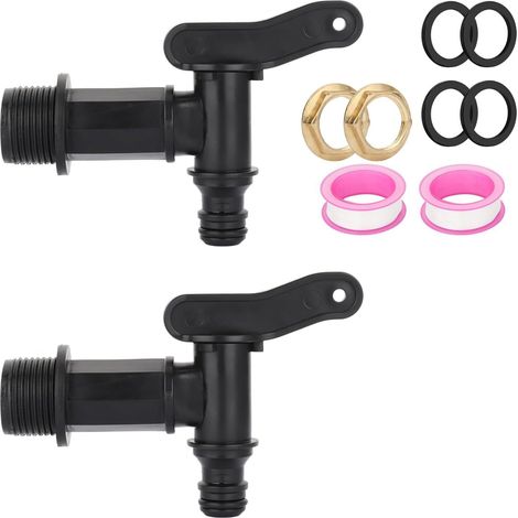 Lot de 2 robinets de recuperateur en Plastique pour citerne de Pluie avec connecteur de tuyau de 1,9 cm BSP avec anneaux en caoutchouc et écrous pour fermenteur de bière maison (1/5)