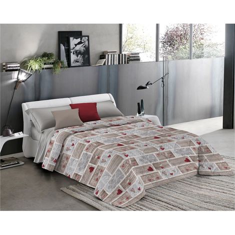Trapunta invernale made in italy in 2 misure e 2 colori fantasia Shabby love Rosso - Singolo