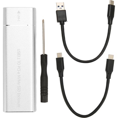 Externes M.2 NVMe USB-C 10-Gbit/s-Gehäuse für SSDs der Baureihen 2230/2242/2260/2280, UASP-kompatibel, inklusive USB-A-auf-C- und USB-C-auf-C-Kabel, Silber