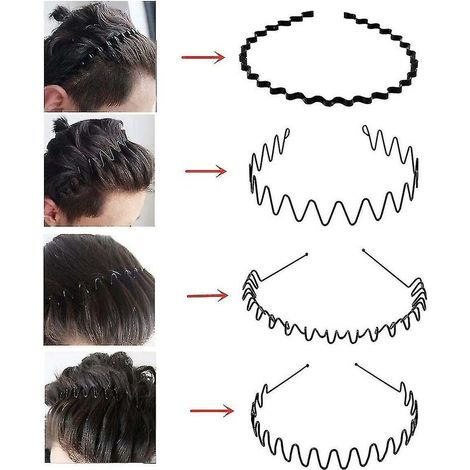 CREA 8 Pcs Metal Hair Hoop, Flexible Metal Headband Black Non Slip Hairband, Unisex