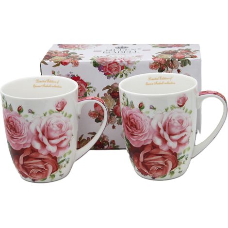 Große Porzellantassen, 400 ml, Set in einer Geschenkbox – Kollektion Rose (1/5)