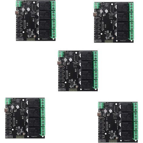 Module de commutation WiFi Tuya Switch 5X 4CH avec relais sans fil et application Smart Life pour la maison connectée. Minuterie intelligente intégrée. (1/5)