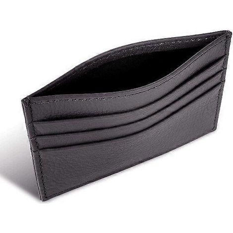 Porte-cartes fin en cuir véritable, 6 emplacements pour cartes, noir. (1/5)