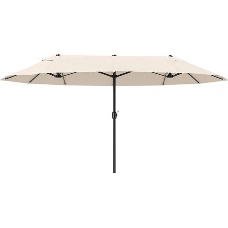 Ombrellone da Giardino Doppio 4,6x2,7 m 12 Stecche con Prese d'Aria e Manovella in Acciaio e Poliestere Anti UV Beige
