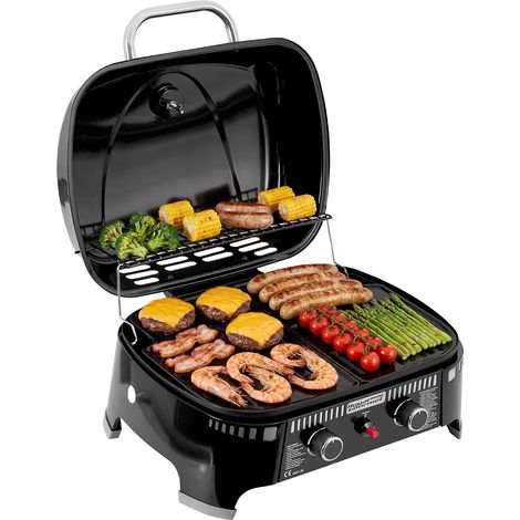 Barbecue à gaz portable-Royal Gourmet-Plaque et grille de cuisson 2-en-1- Grille de barbecue en acier émaillé, surface de grillade 47 x 37,4 cm, adapté pour le camping (1/5)