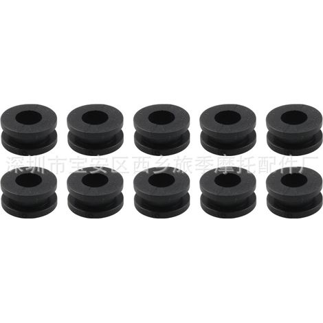 Set of 10 motorcycle shock absorber washers, rubber body panel bushings, pressure relief bushings, housing bushings, shock absorber rings, M6 rubber washers
