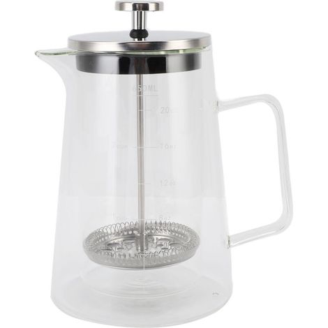 Caffettiera a pressa francese, 650 ml, realizzata in vetro borosilicato a doppia parete, ideale per la preparazione del caffè. -Crezuo