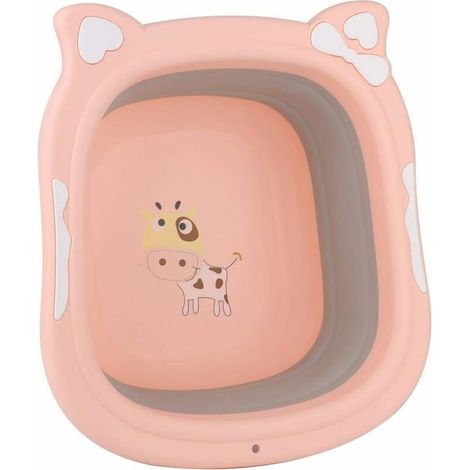 Baby Folding Wash Basin, Cartoon Portable Expandable Ass Wash Basin (Orange) (1/5)