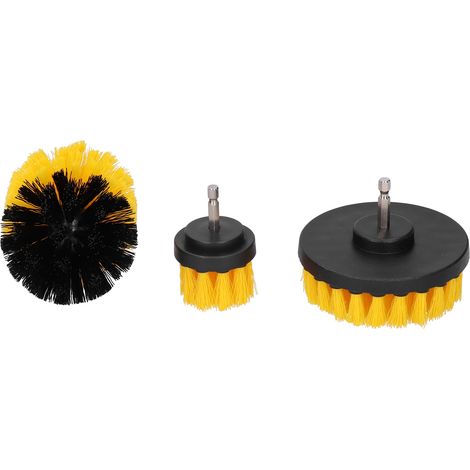 Jeu de Brosses pour Perceuse - Accessoire Nylon pour Carrelage et Sols - Brosse de Nettoyage Jaune (1/5)