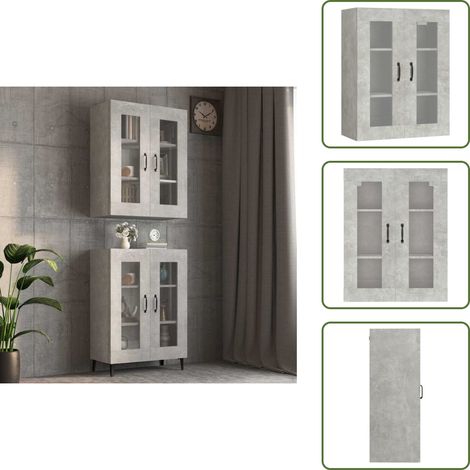 Hängeschrank Betongrau 69,5x34x90 cm - Wandschrank - Hängeschrank - Wohnzimmer Dekoration - Stauraum - Regal (1/5)