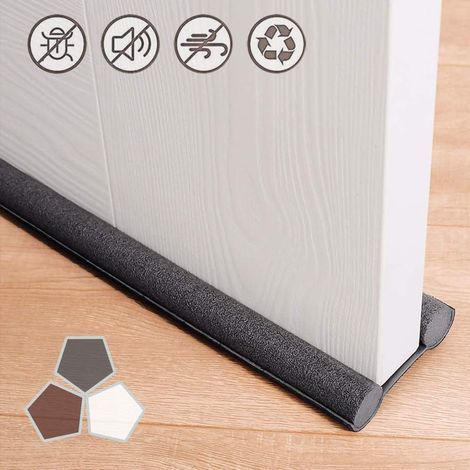 Under Door Draft Stopper 37 Inches Cuttable and Washable,Twin Door Draft Stopper,Energy Saving Door Weather Stripping Reduce Noise Window Breeze Blocker Adjustable Door Sweeps,Gray (1/4)