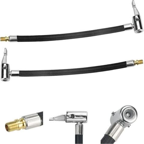 2 Pièces Tube d'Extension de Gonfleur de Pneu, 23cm Tuyau de Gonflage de Pneu, Tuyau de Tube de Gonflage de Compresseur d'air, Tuyau de Rallonge Pompe à Air pour Voiture Moto Vélo (1/5)
