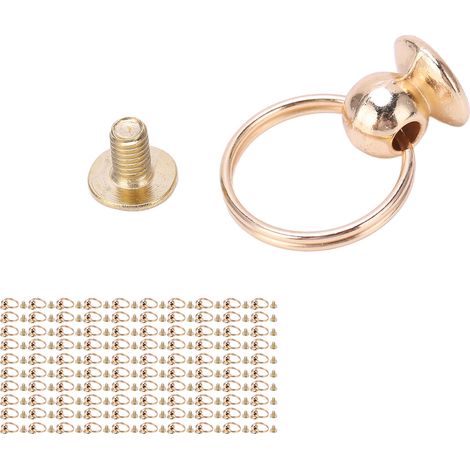 Packung mit 100 Mönchsnieten mit Zugringen, 8 mm, in hellem Kupfer, doppelter Zugring zur Herstellung von Kleidung, Taschen und Schuhen (gold). (1/5)