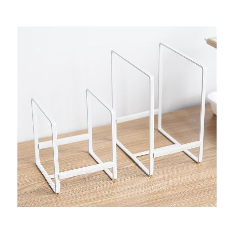 Lot de 2Support Assiette, Rangement Assiettes Placard, Métal Porte Assiette, Rangement Couvercle Casserole avec Poignée, Rangement Couvercle, Range Assiette Placard (white) (1/4)