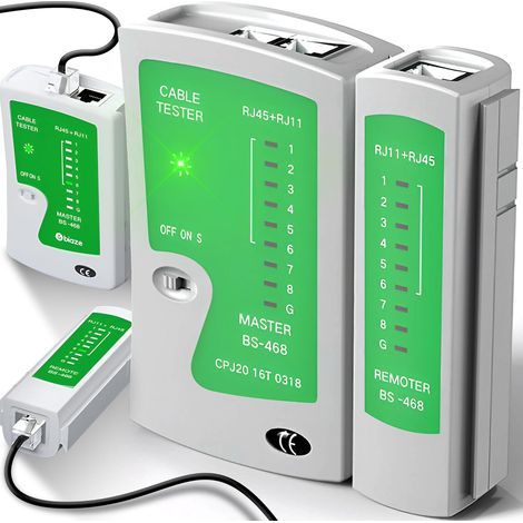 Testeur de Câble Réseau, Patch LAN, RJ11 RJ12 RJ45, Outil de Test de Câble Ethernet, Détecteur, Localisateur Câble, Wire Tracker, 10,5 x 10 x 2,5 cm, Gris-Vert (1/5)