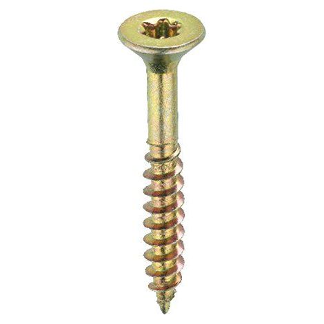 Connex B30196 Vis universelles a tete fraisee avec empreinte etoile TX pour panneaux de particules 5,0 x 80 mm 140 pieces Jaune